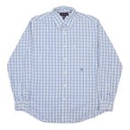 TOMMY HILFIGER Mens Blue & White Check Shirt M Classic Button-Down Cotton