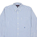 TOMMY HILFIGER Mens Blue & White Check Shirt M Classic Button-Down Cotton