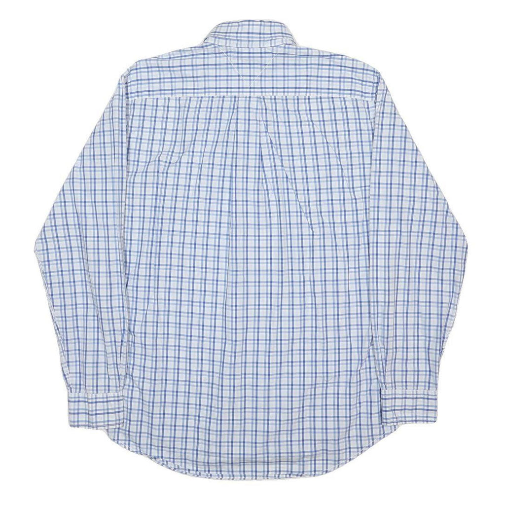 TOMMY HILFIGER Mens Blue & White Check Shirt M Classic Button-Down Cotton