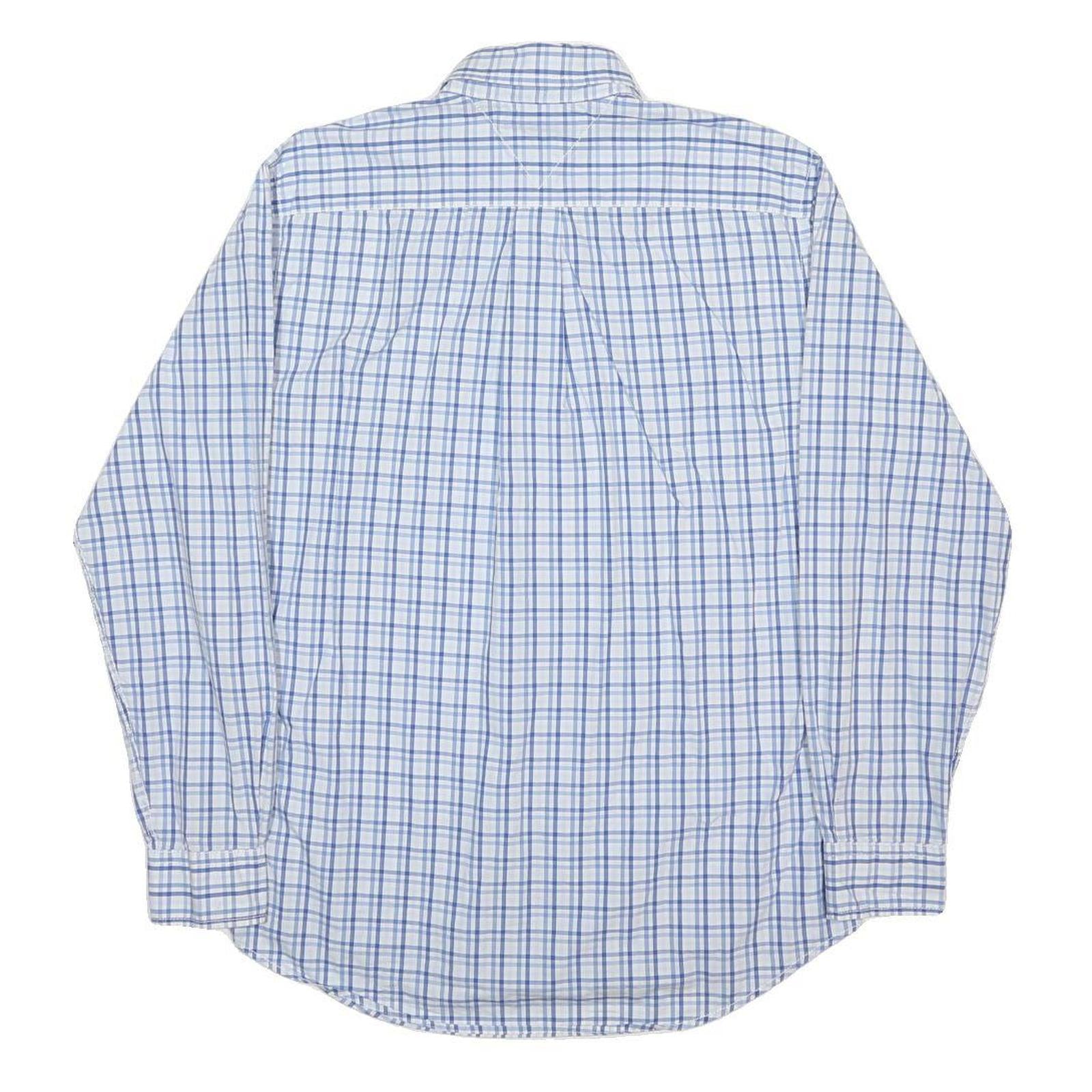 TOMMY HILFIGER Mens Blue & White Check Shirt M Classic Button-Down Cotton