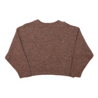 LE FAVOLE Womens Brown & Cream Patterned Wool Blend Plain Crew Neck Chunky Knit