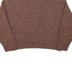 LE FAVOLE Womens Brown & Cream Patterned Wool Blend Plain Crew Neck Chunky Knit
