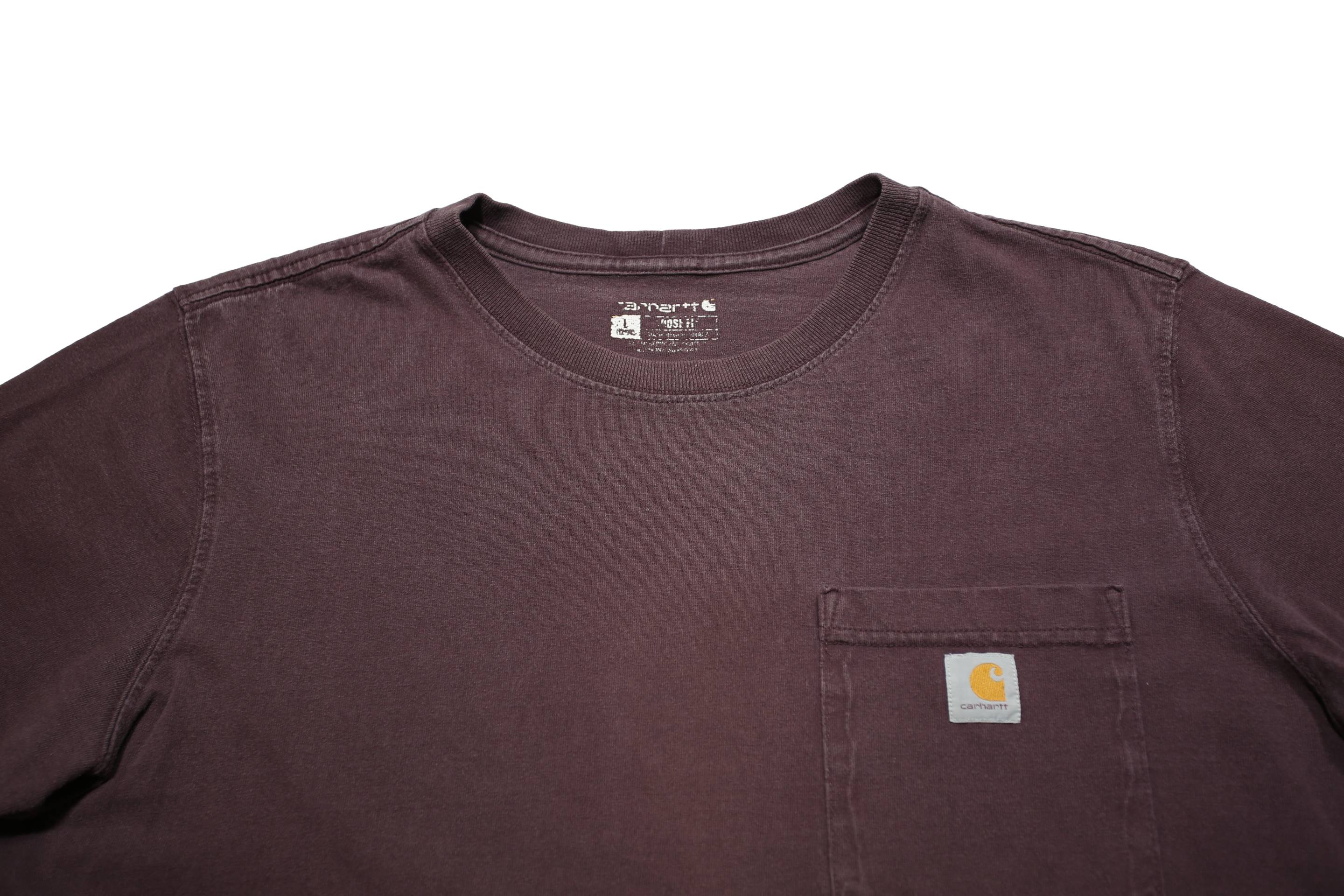 CARHARTT Womens Maroon Pocket T-Shirt L Short Sleeve Crew Neck Classic Cotton