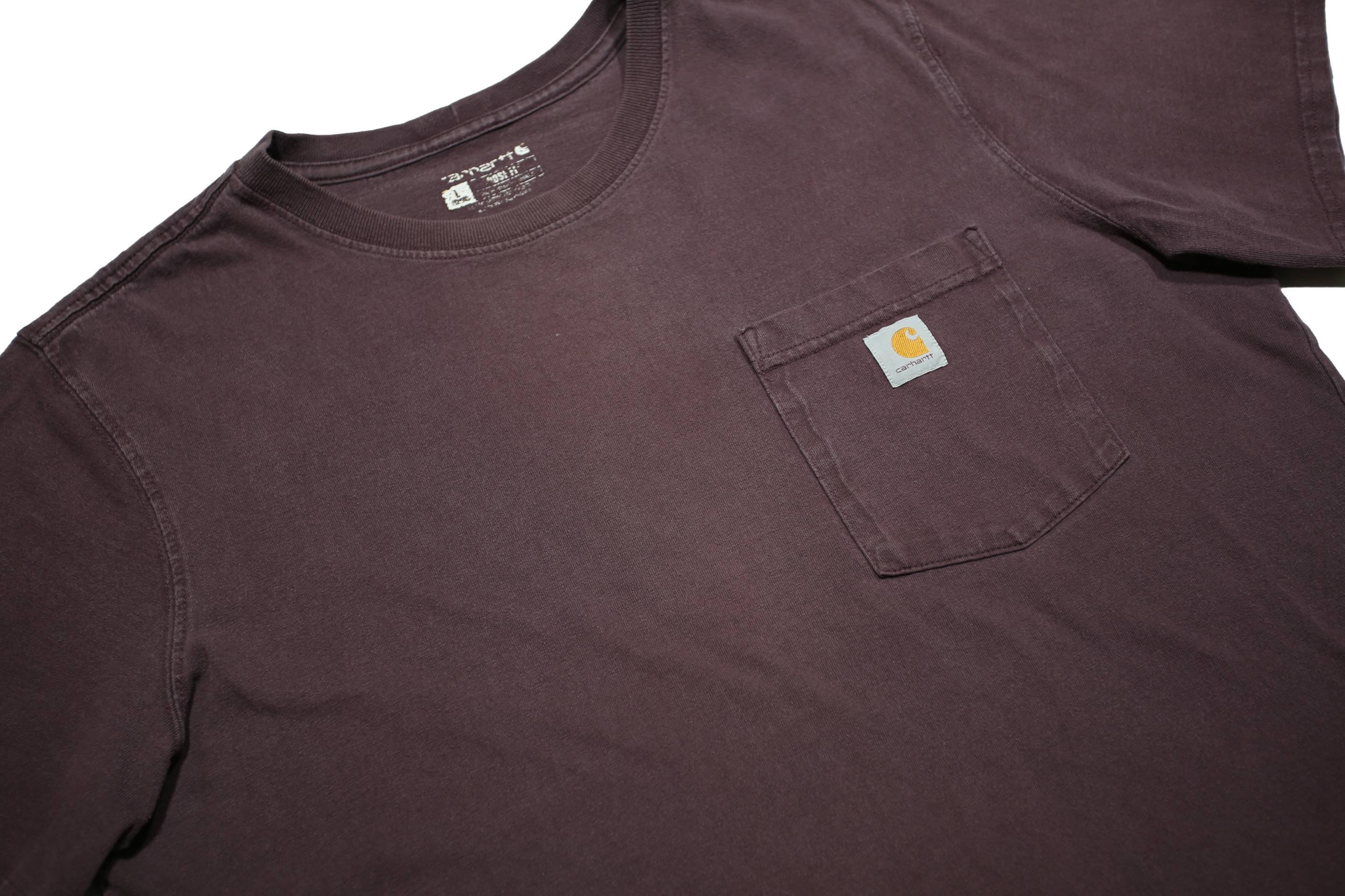 CARHARTT Womens Maroon Pocket T-Shirt L Short Sleeve Crew Neck Classic Cotton