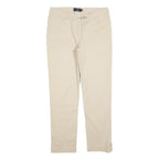 FAY Womens Cotton Blend Beige Slim Straight Trousers W30 L30 Stylish Casual Zip