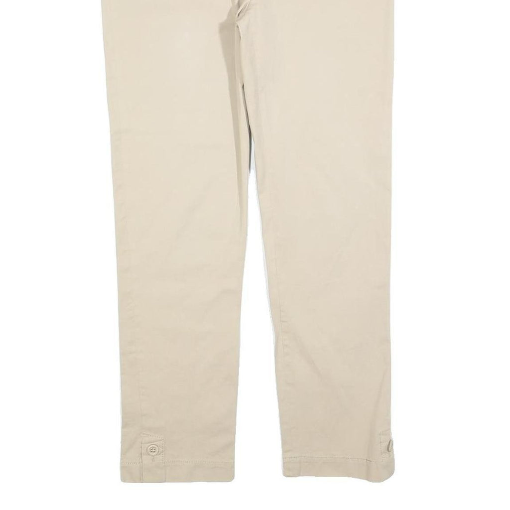 FAY Womens Cotton Blend Beige Slim Straight Trousers W30 L30 Stylish Casual Zip