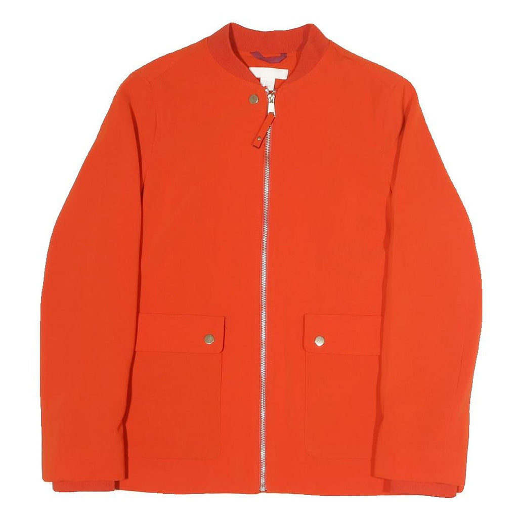 H&M Womens Orange Jacket S Polyester Blend Plain Zip Casual Lightweight