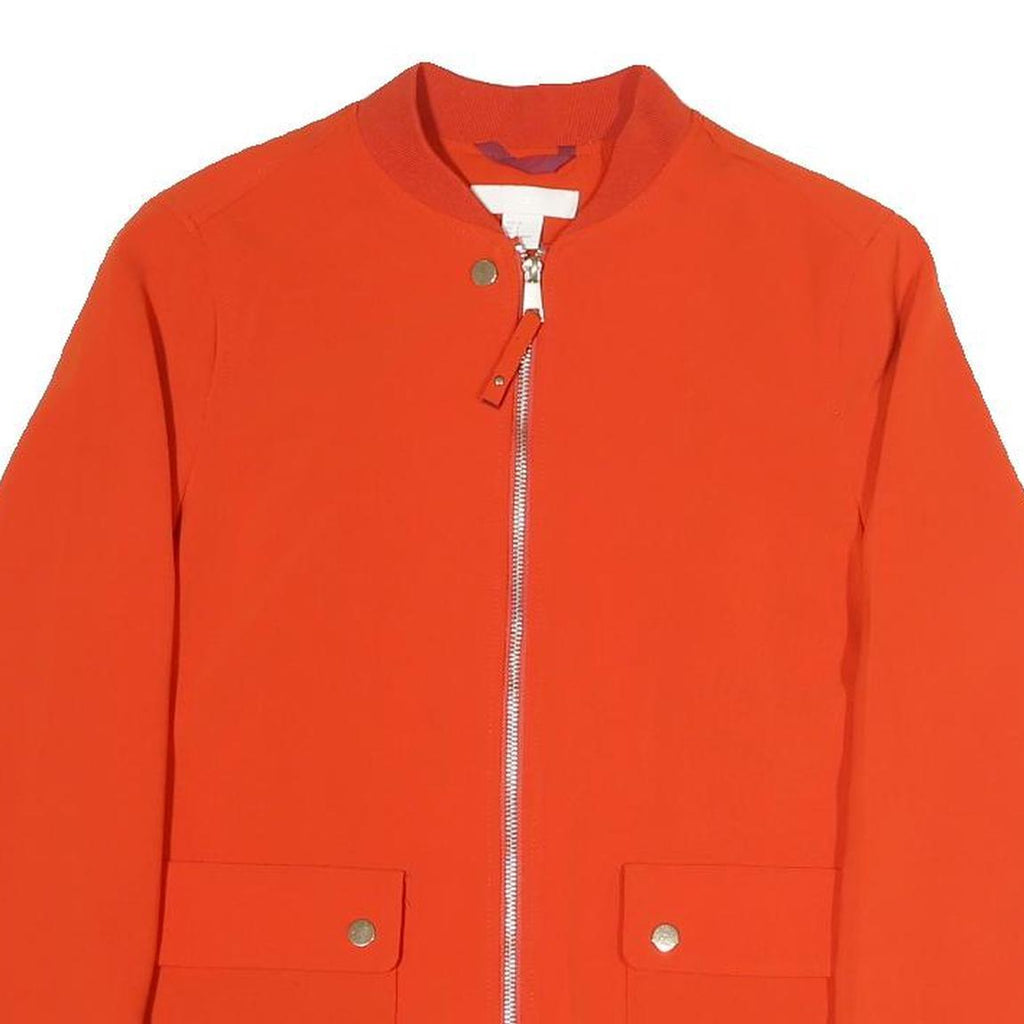 H&M Womens Orange Jacket S Polyester Blend Plain Zip Casual Lightweight