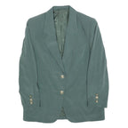 Womens Blue Polyester Blend Classic Jacket S Button Closure Plain Elegant