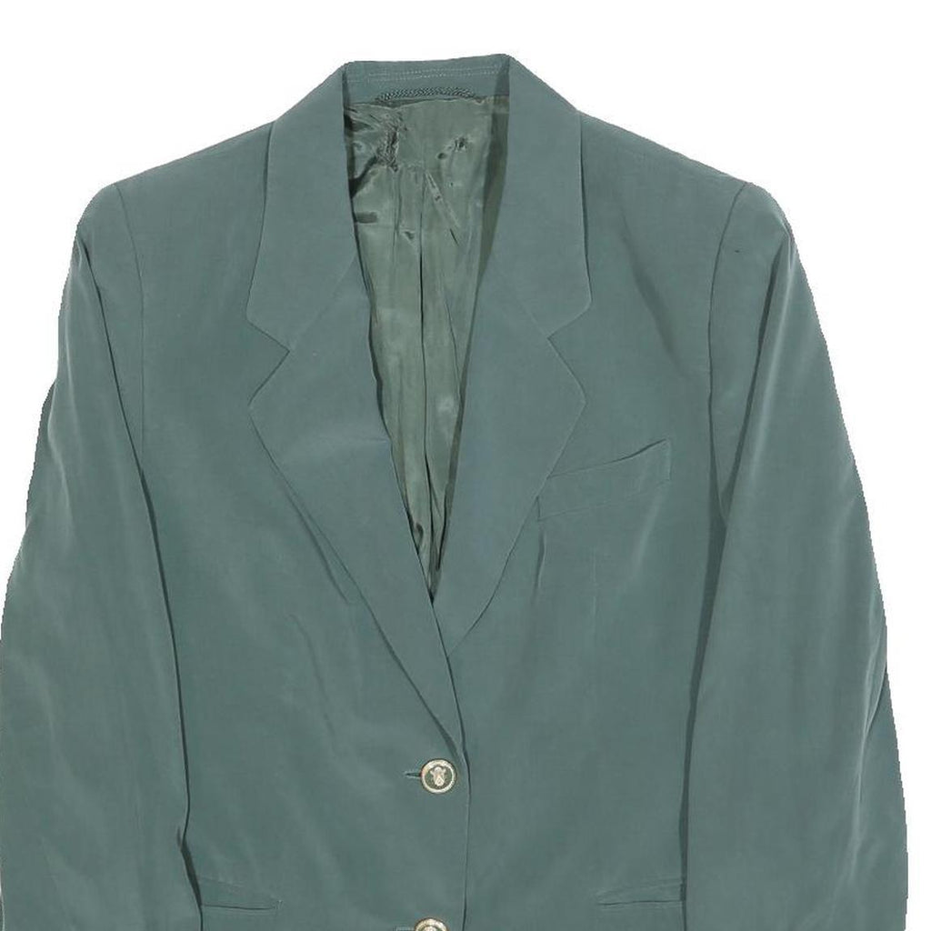 Womens Blue Polyester Blend Classic Jacket S Button Closure Plain Elegant