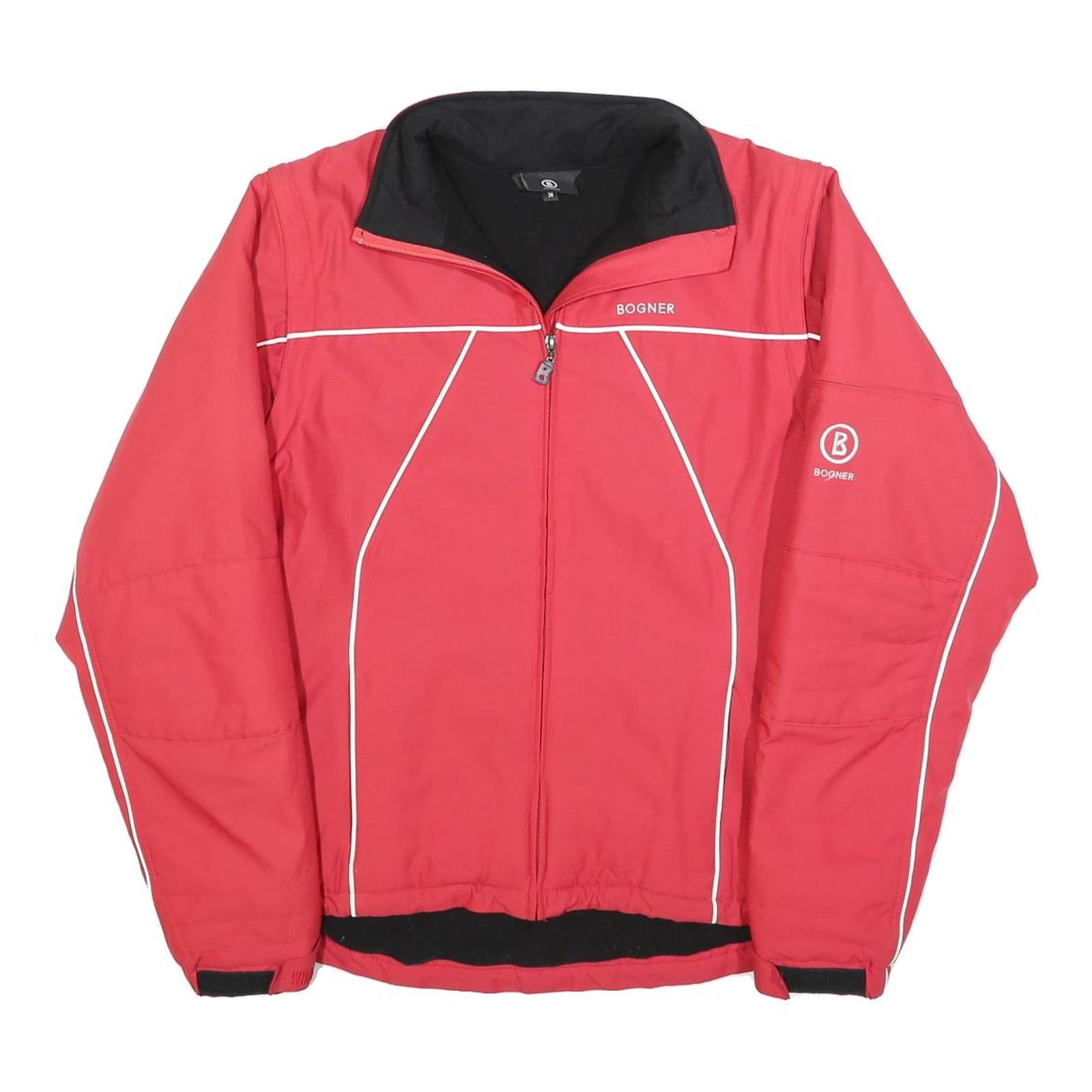 BOGNER Womens Red Polyester Blend Shell Jacket S Zip Plain Sporty Casual