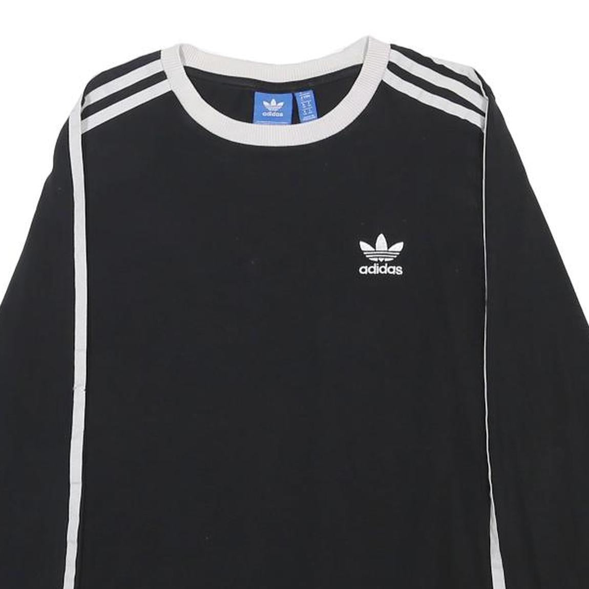 ADIDAS Womens Black & White Long Sleeve T-Shirt Crew Neck UK 8 Cotton Blend