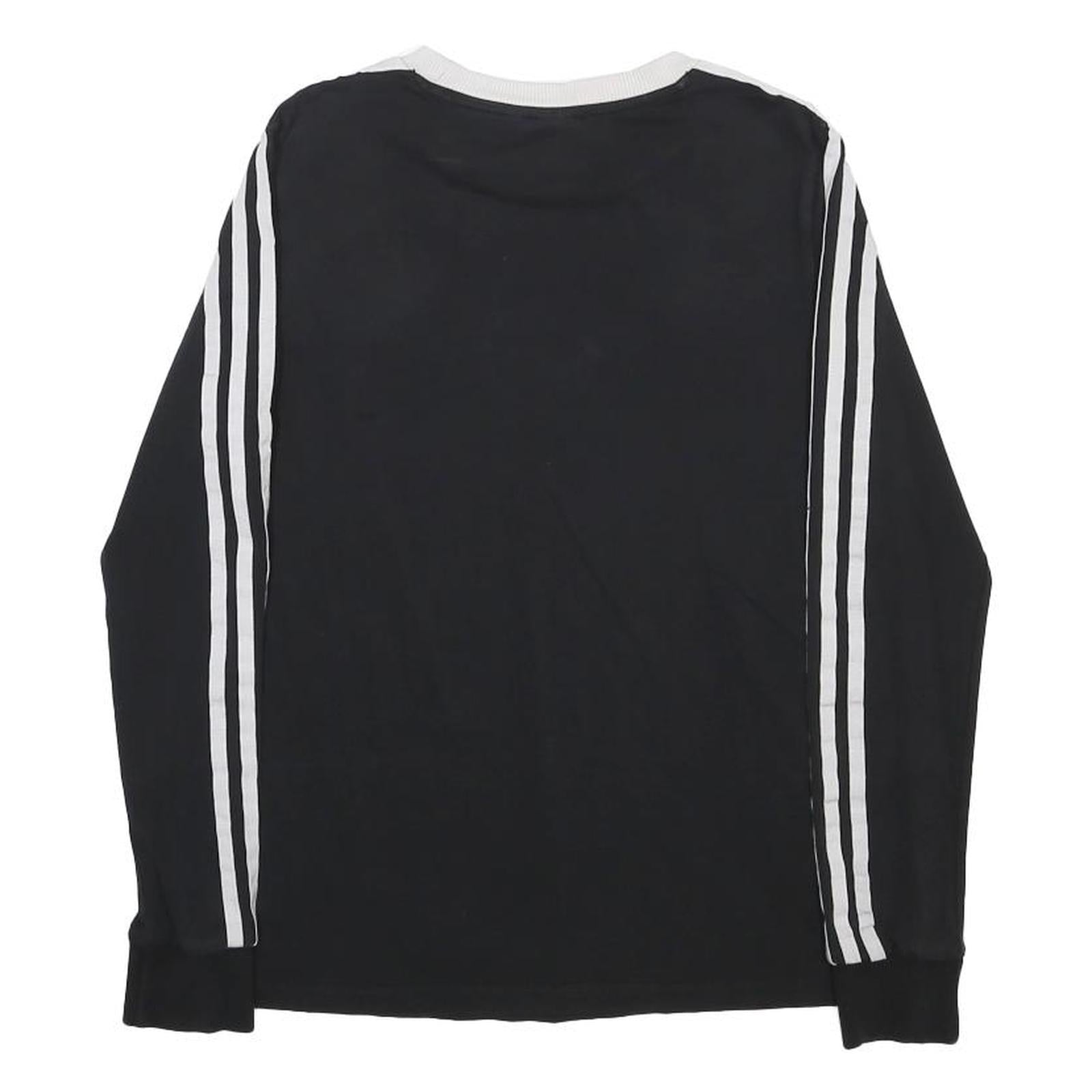 ADIDAS Womens Black & White Long Sleeve T-Shirt Crew Neck UK 8 Cotton Blend