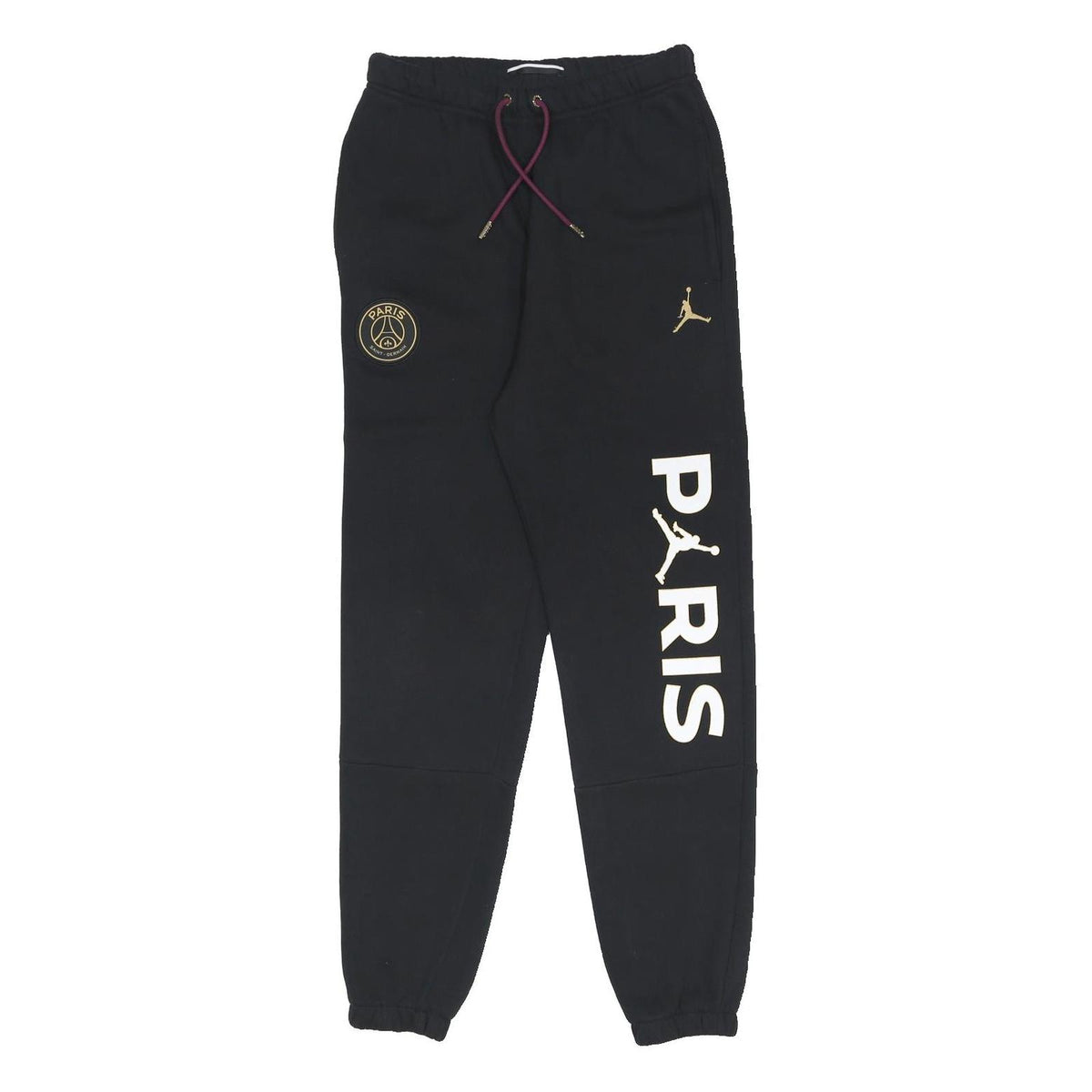 AIR JORDAN Mens Joggers Black & Gold XS W27 L29 Paris Logo Slim Tapered