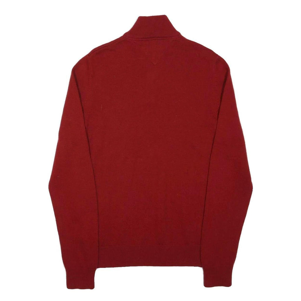 TOMMY HILFIGER Mens Red Pullover Plain V-Neck Basic Knit S Cotton Jumper