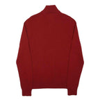 TOMMY HILFIGER Mens Red Pullover Plain V-Neck Basic Knit S Cotton Jumper