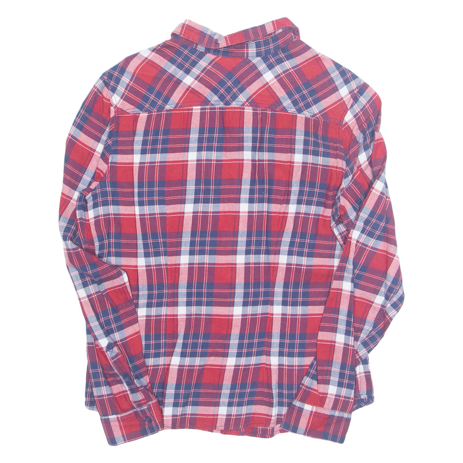 DIVIDED Womens Printed Shirt Red Collared Long Sleeve Check S