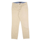 TOMMY HILFIGER Mens Slim Beige Cotton Blend Trousers W31 L30 Casual Zip