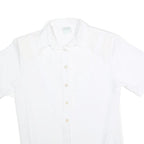 CANDA Womens White Basic Short Sleeve Button Neck Plain Top L Cotton Blend