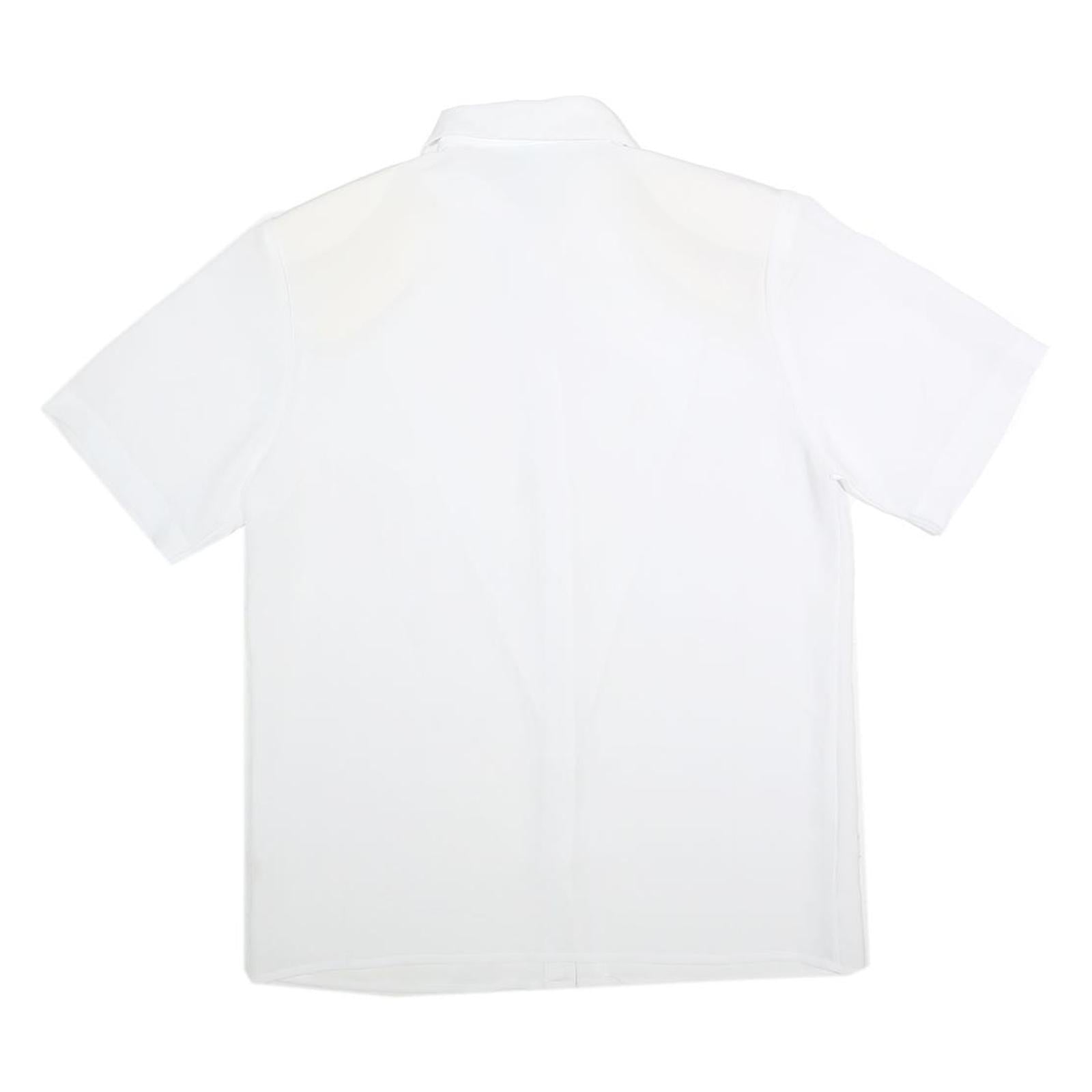 CANDA Womens White Basic Short Sleeve Button Neck Plain Top L Cotton Blend