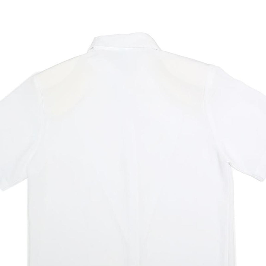 CANDA Womens White Basic Short Sleeve Button Neck Plain Top L Cotton Blend