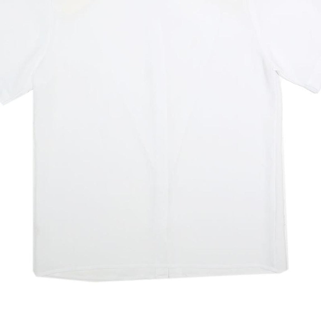 CANDA Womens White Basic Short Sleeve Button Neck Plain Top L Cotton Blend