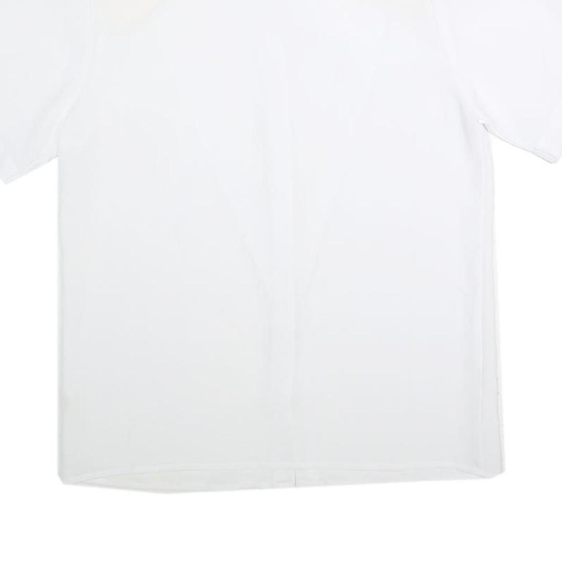 CANDA Womens White Basic Short Sleeve Button Neck Plain Top L Cotton Blend