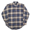ENRO Mens Beige Blue Plaid Acrylic Shirt L Comfortable Classic Button-Down