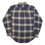 ENRO Mens Beige Blue Plaid Acrylic Shirt L Comfortable Classic Button-Down