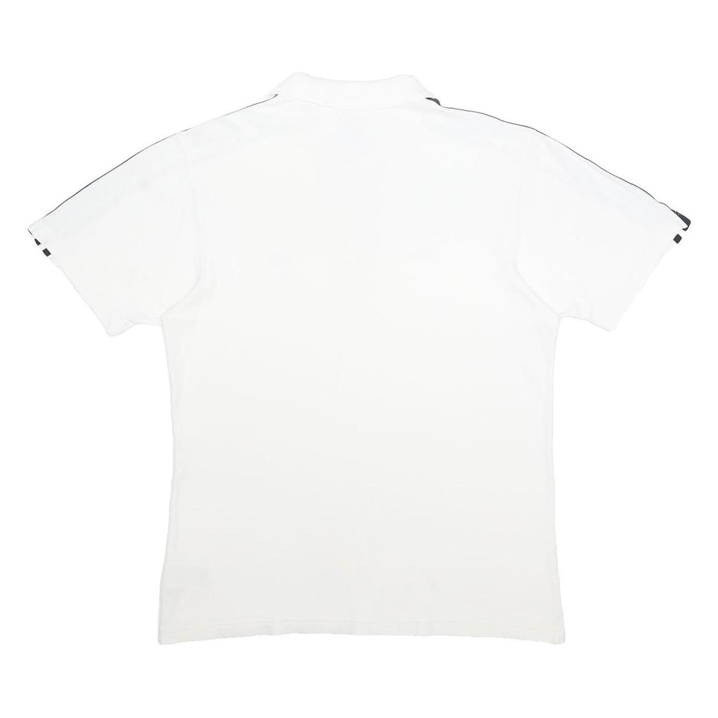 ADIDAS Mens White & Black Badge Logo Short Sleeve Polo Shirt M Cotton Casual