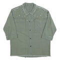 Womens Green Oversized Shirt M Pearl Embellished Fray Detail Casual