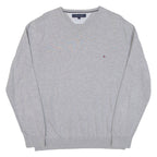 TOMMY HILFIGER Mens Jumper Grey Tight Knit L