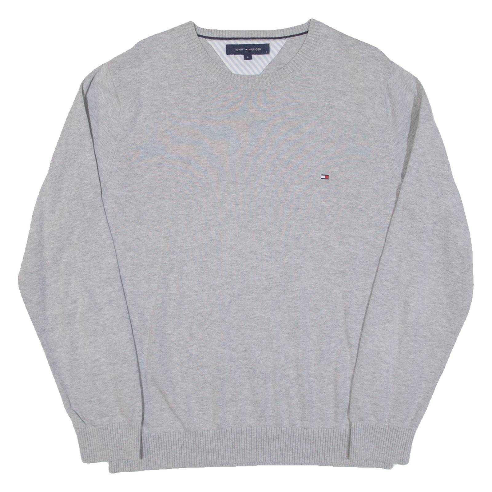 TOMMY HILFIGER Mens Jumper Grey Tight Knit L