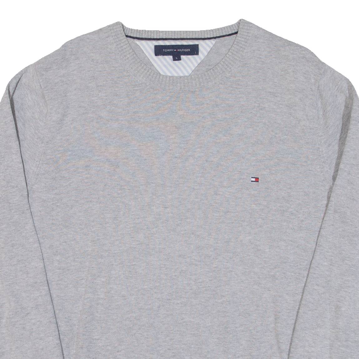 TOMMY HILFIGER Mens Jumper Grey Tight Knit L
