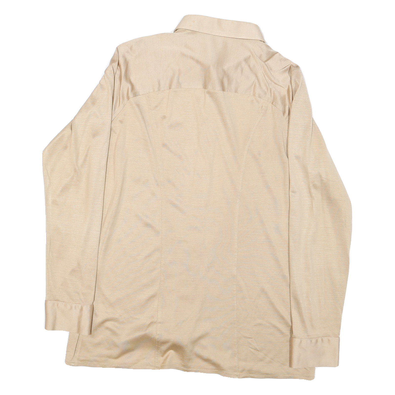 LIBERO Womens Beige Shirt S Cotton Blend Button Down Long Sleeve Classic