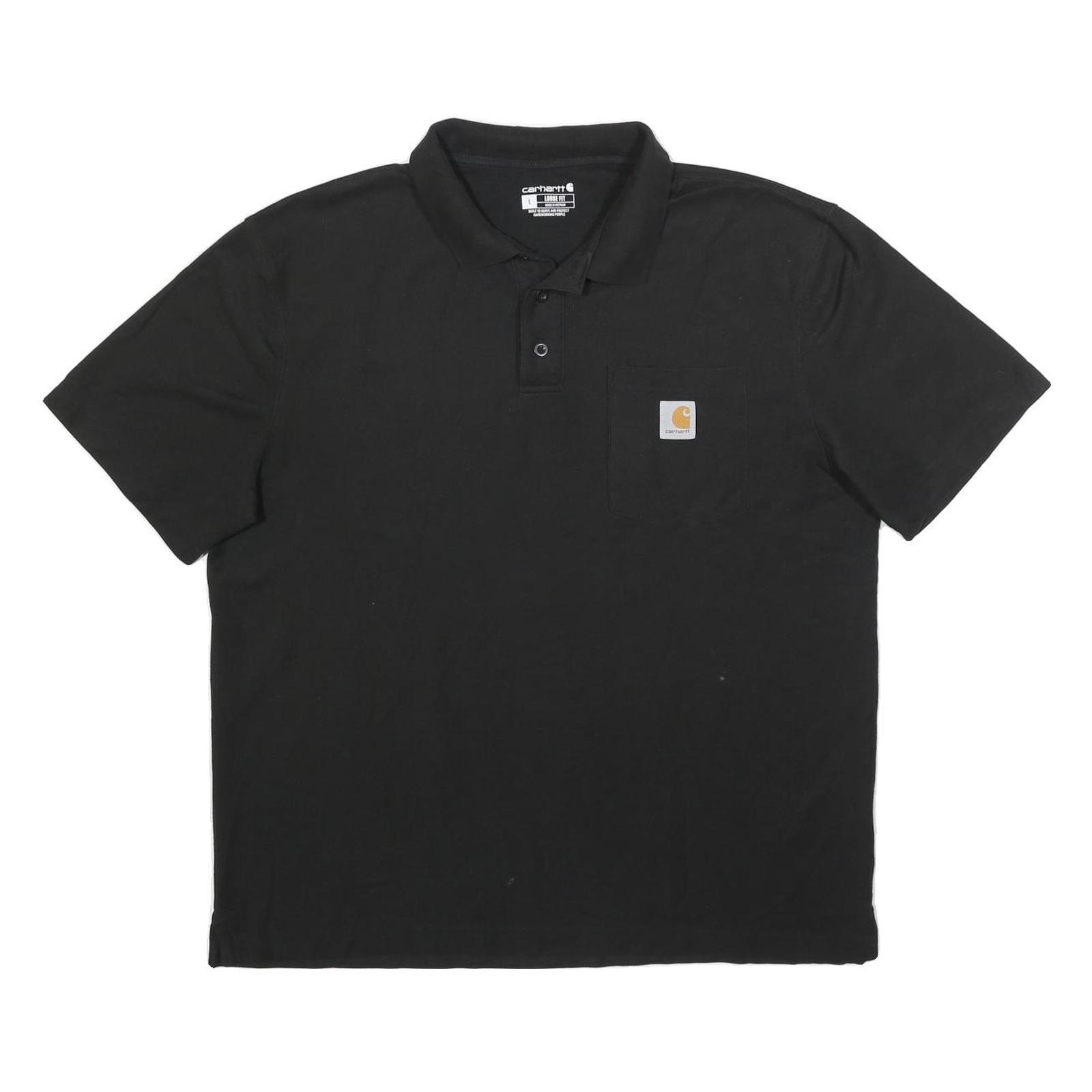 CARHARTT Mens Black Short Sleeve Plain L Polo Shirt Cotton Blend Casual