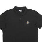 CARHARTT Mens Black Short Sleeve Plain L Polo Shirt Cotton Blend Casual