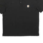 CARHARTT Mens Black Short Sleeve Plain L Polo Shirt Cotton Blend Casual