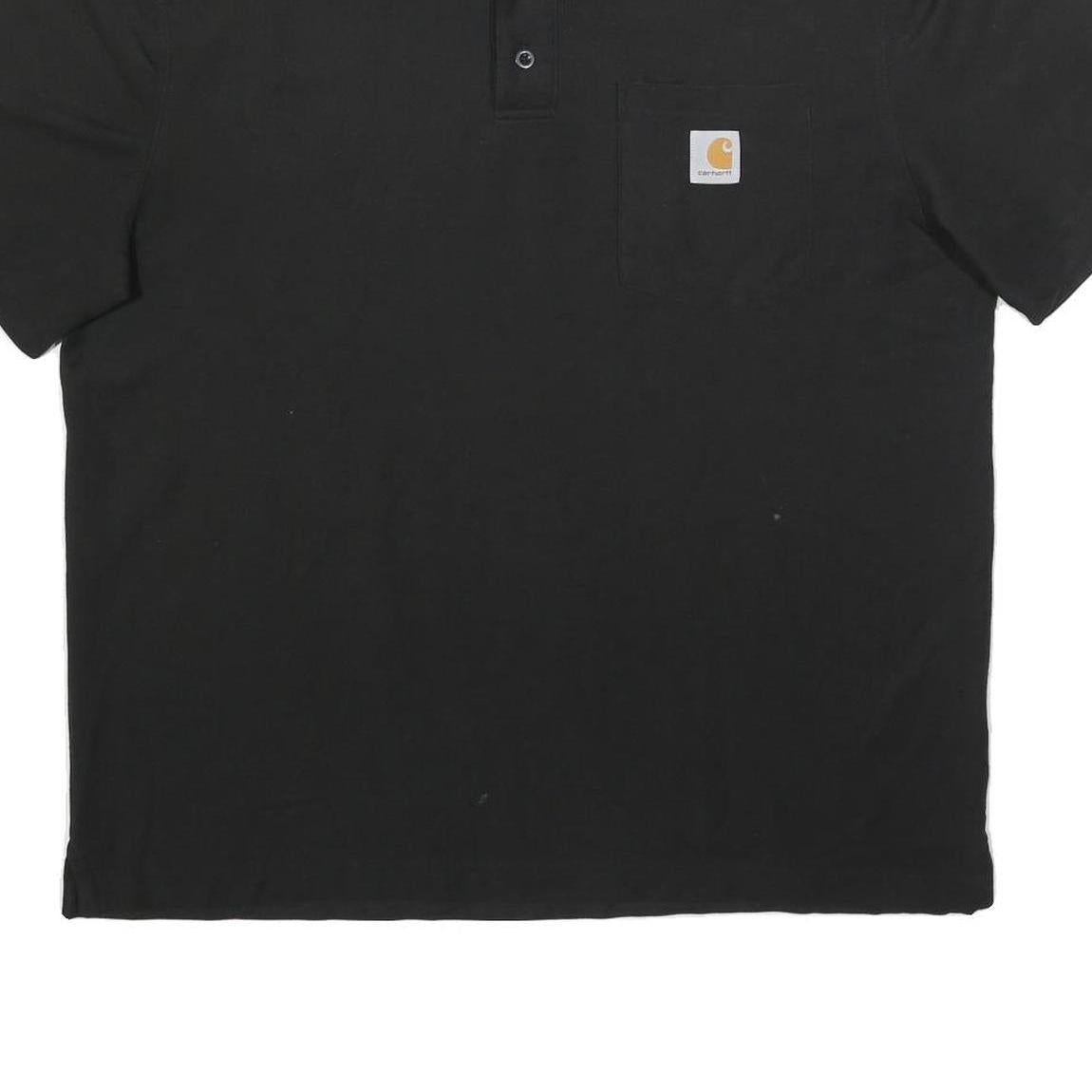 CARHARTT Mens Black Short Sleeve Plain L Polo Shirt Cotton Blend Casual