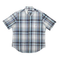 NAUTICA Mens Blue & Grey Plaid Cotton Shirt L Casual Short Sleeve Button