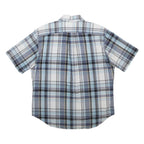 NAUTICA Mens Blue & Grey Plaid Cotton Shirt L Casual Short Sleeve Button