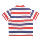ADIDAS Mens Red & Blue Striped Short Sleeve Polo Shirt L Cotton Casual Summer