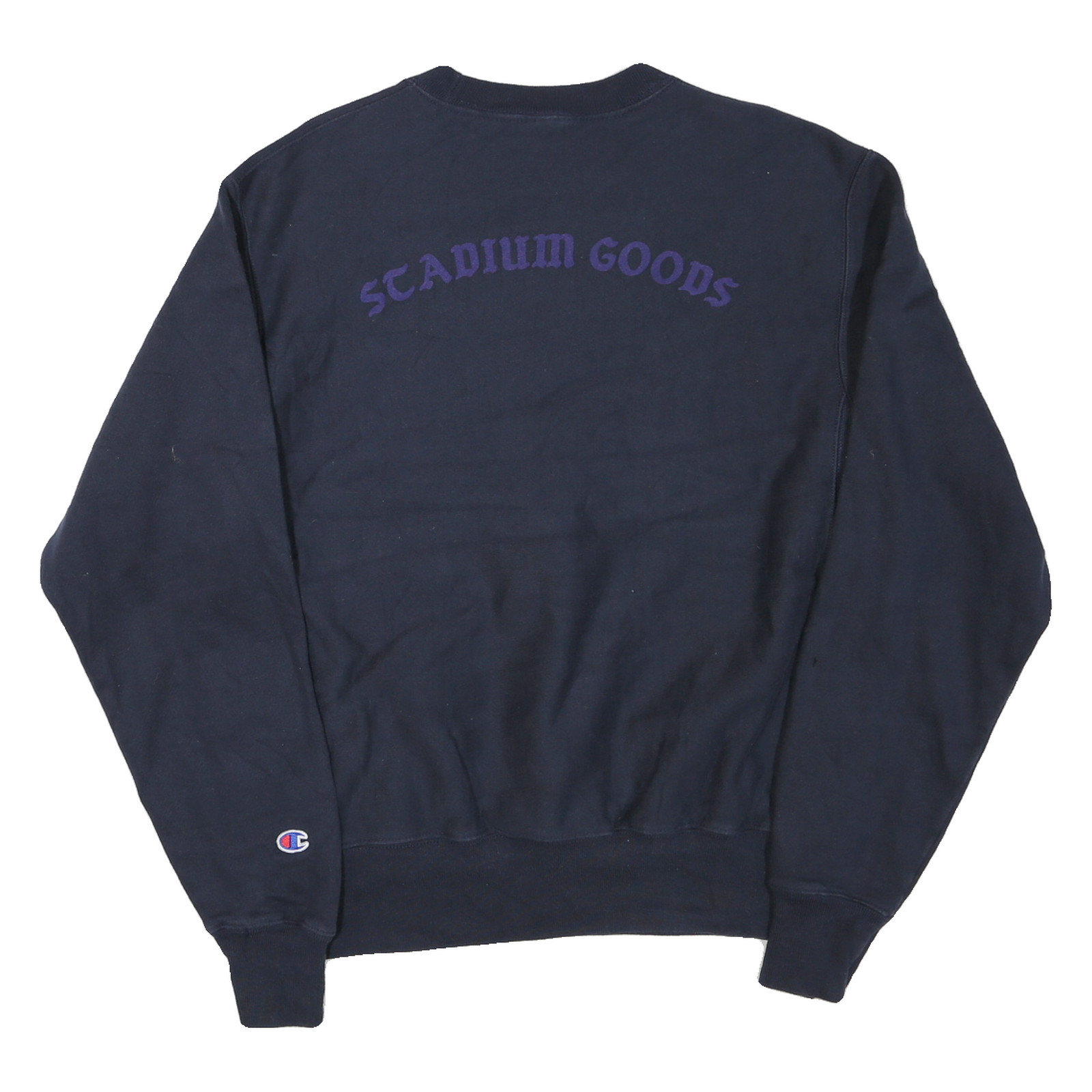 CHAMPION Mens Navy Blue Stadium Goods Crew Neck M Cotton Blend Sweatshirt