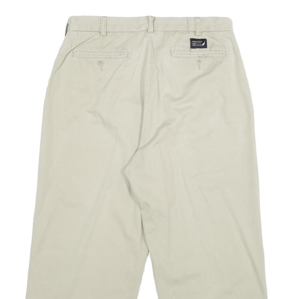 NAUTICA Mens Cotton Beige Relaxed Straight Trousers W33 L25 Casual Zip Closure