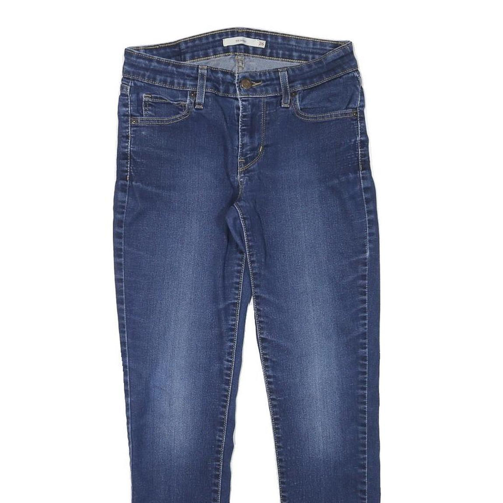 LEVI'S Womens Slim Blue Denim Cotton Blend Slim Jeans W25 L27 Stretch Zip