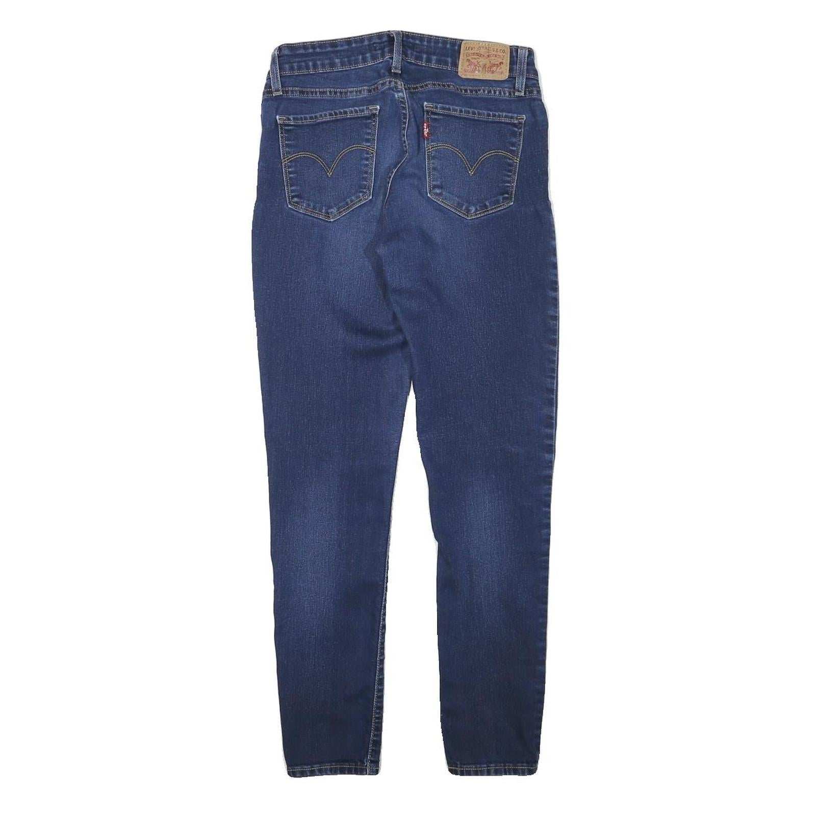 LEVI'S Womens Slim Blue Denim Cotton Blend Slim Jeans W25 L27 Stretch Zip