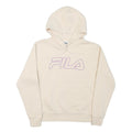 FILA Womens Cream Hoodie UK 12 Cotton Blend Casual Relaxed Fit Pullover