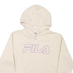 FILA Womens Cream Hoodie UK 12 Cotton Blend Casual Relaxed Fit Pullover