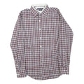 TOMMY HILFIGER Mens Red White & Blue Checked Shirt L Slim Fit Cotton Blend