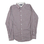 TOMMY HILFIGER Mens Red White & Blue Checked Shirt L Slim Fit Cotton Blend